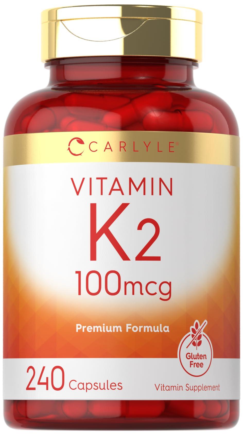 CarlyleVitamin K2 Supplement 100 mcg | K2 MK-4 | 240 Capsules | Non-GMO & Gluten Free