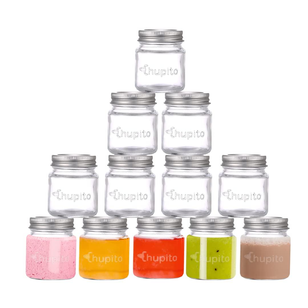 Smiths Mason Jars Glass Chupitos 6 Pack of 2oz or 60ml per Shot Glasses with Lids Ideal Herbs and Spices Storage, Preserving Jars, Wedding Favors and sauces