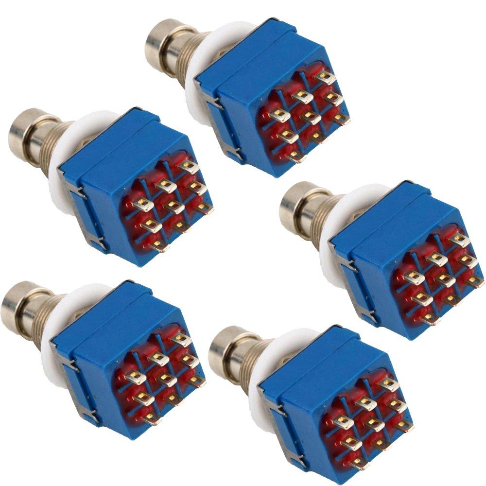 ESUPPORT 3PDT 9 Pins Box Stomp Guitar Effect Pedal Foot Switch True Bypass Metal Pack of 5