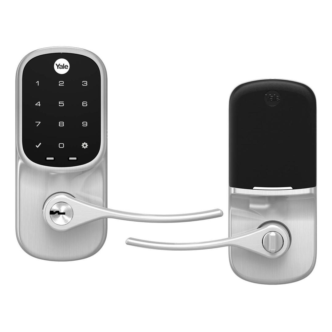 YaleAssure Lever Entry Door Lock with Wi-Fi Connected Touchscreen, Satin Nickel Smart Keypad Door Lock with Handle and Back-Up Key, YRL226-WF1-619