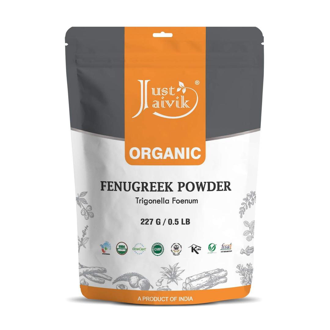 Just Jaivik 100% Organic Fenugreek Powder 0.5 lb / 227 gm / 08 oz | Trigonella Foenum Methi Powder | Supports Healthy Digestive System & Boosts Immunity | USDA Certified Organic