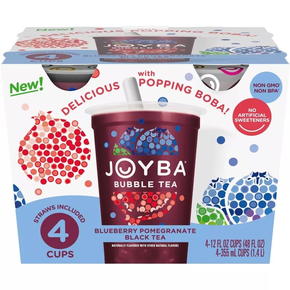 Joyba Bubble Tea Blueberry Pomegranate Black Tea, 4 Pack, 12 fl. oz. Cups