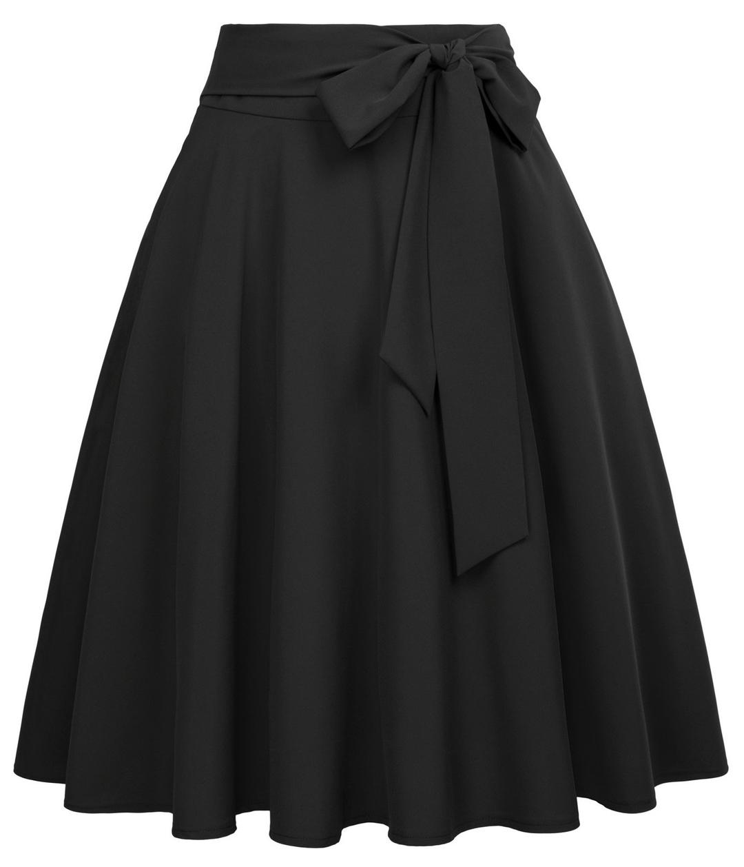 Belle PoqueWomen's High Waist A-Line Pockets Skirt Skater Flared Midi Skirt Vinage Skirt