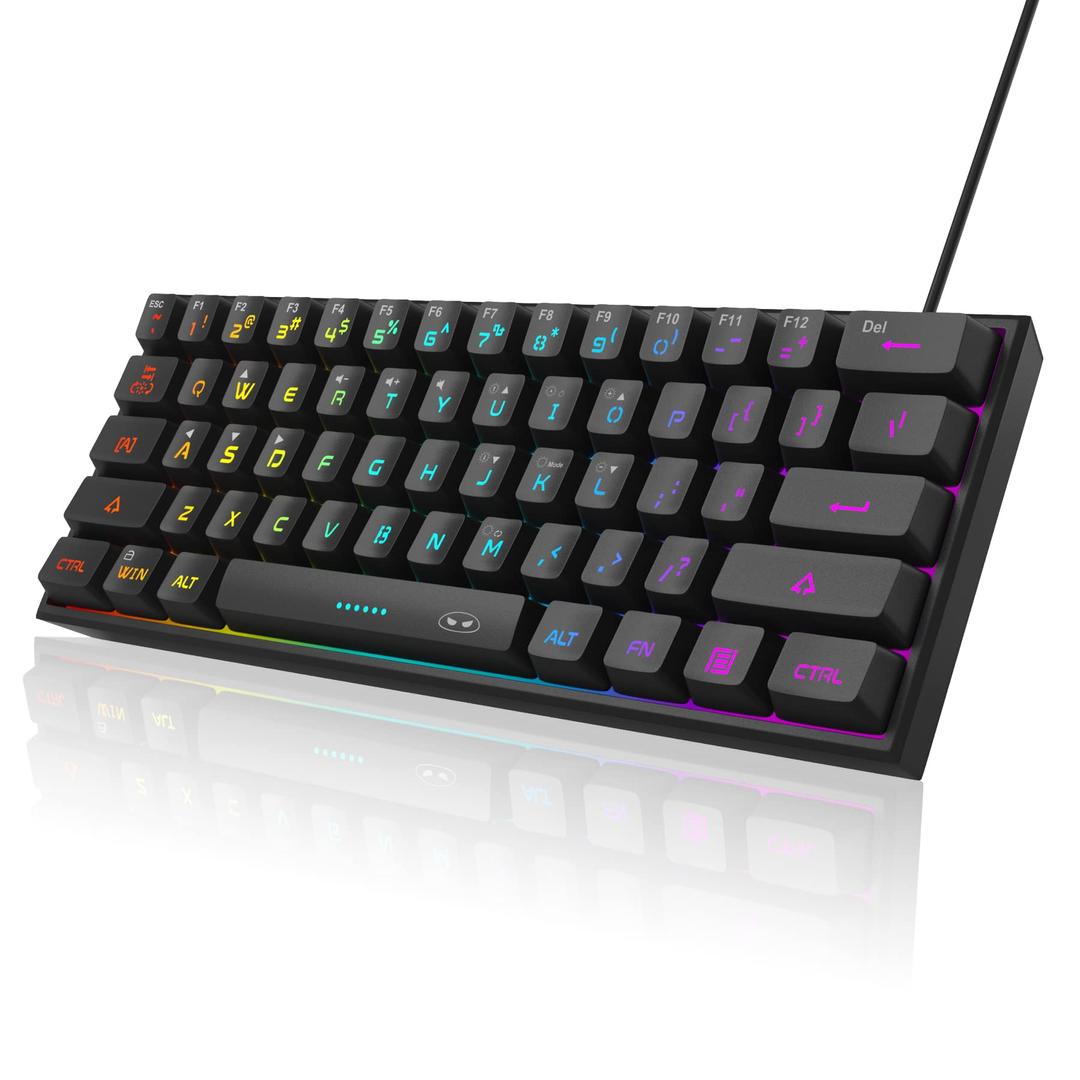 MageGee Mini 60% Gaming Keyboard, RGB Backlit 61 Key Ultra-Compact Keyboard, TS91 Ergonomic Waterproof Mechanical Feeling Office Computer Keyboard for PC, MAC, PS4, Xbox ONE Gamer(Black)