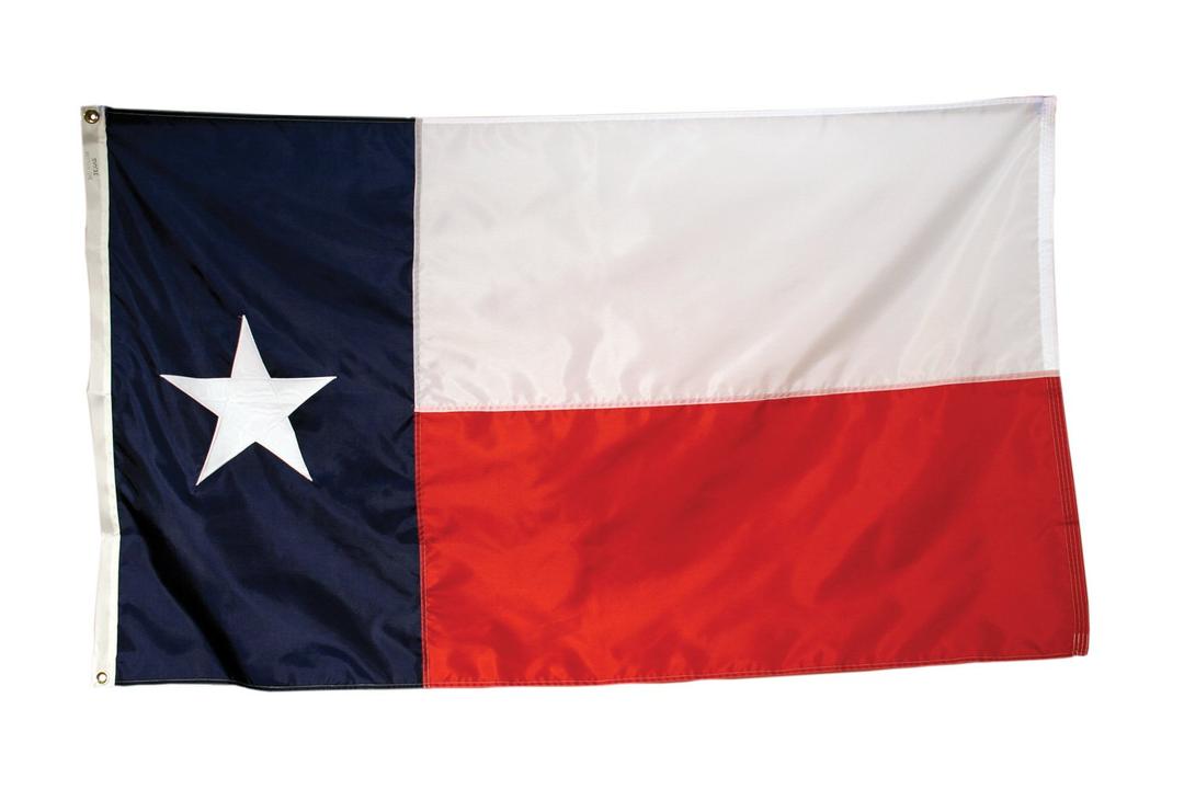 America's Flag, Texas State Flag, Nylon, 3'x5', 100% Made in USA, Appliqued Stars and Sewn Components