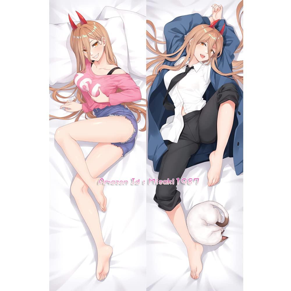 MISAKI1987 Chainsaw Man Power Anime Girl Dakimakura Hugging Body Pillow Case Cover 150cm X 50cm Peach Skin (A)