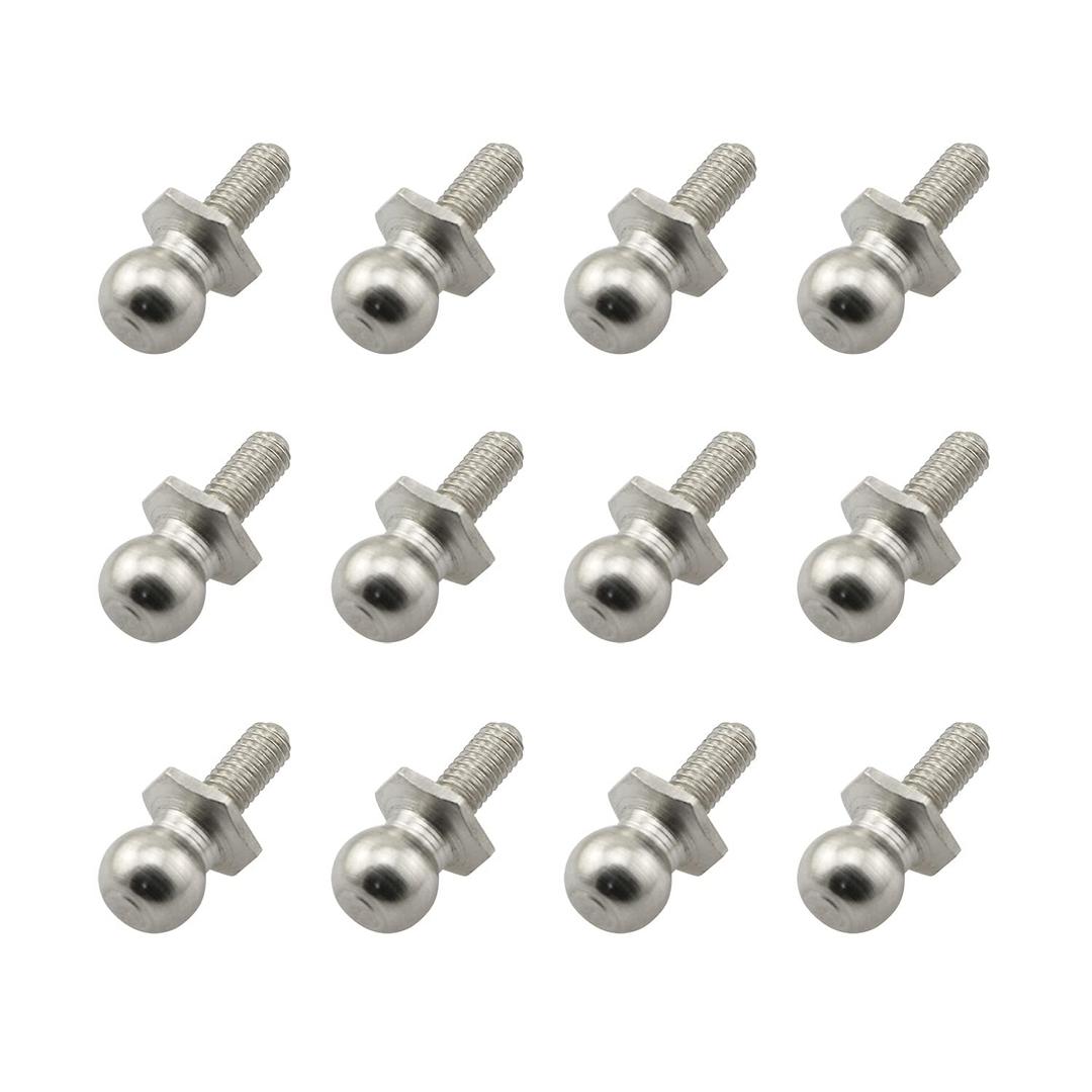 Maxmoral 12PCS M3 Metal Ball Head Screws Fasteners Fixing Spherical Bolts Replacement for 1/10 RC Car Buggy Truck