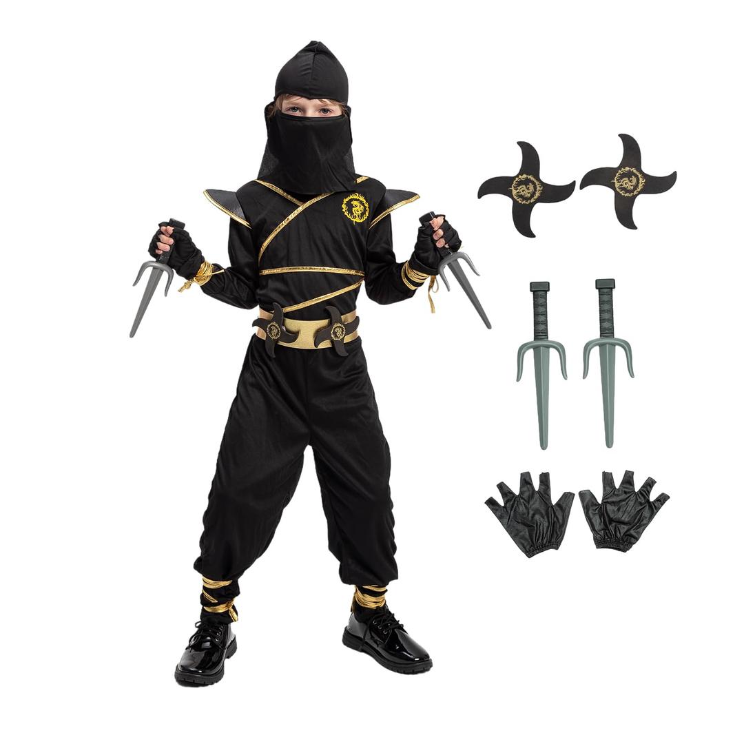 JAZGROMNinja Costume for Kids with Accessories for Boys Toddler Halloween Costumes Dress Up Birthday Role Play