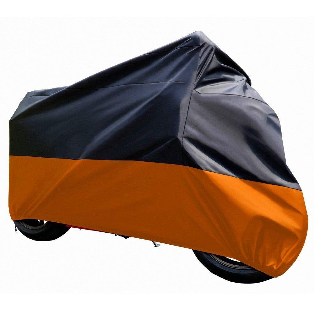 Large Motorcycle Cover Fits Up to 2.3M Motors, Black & Orange