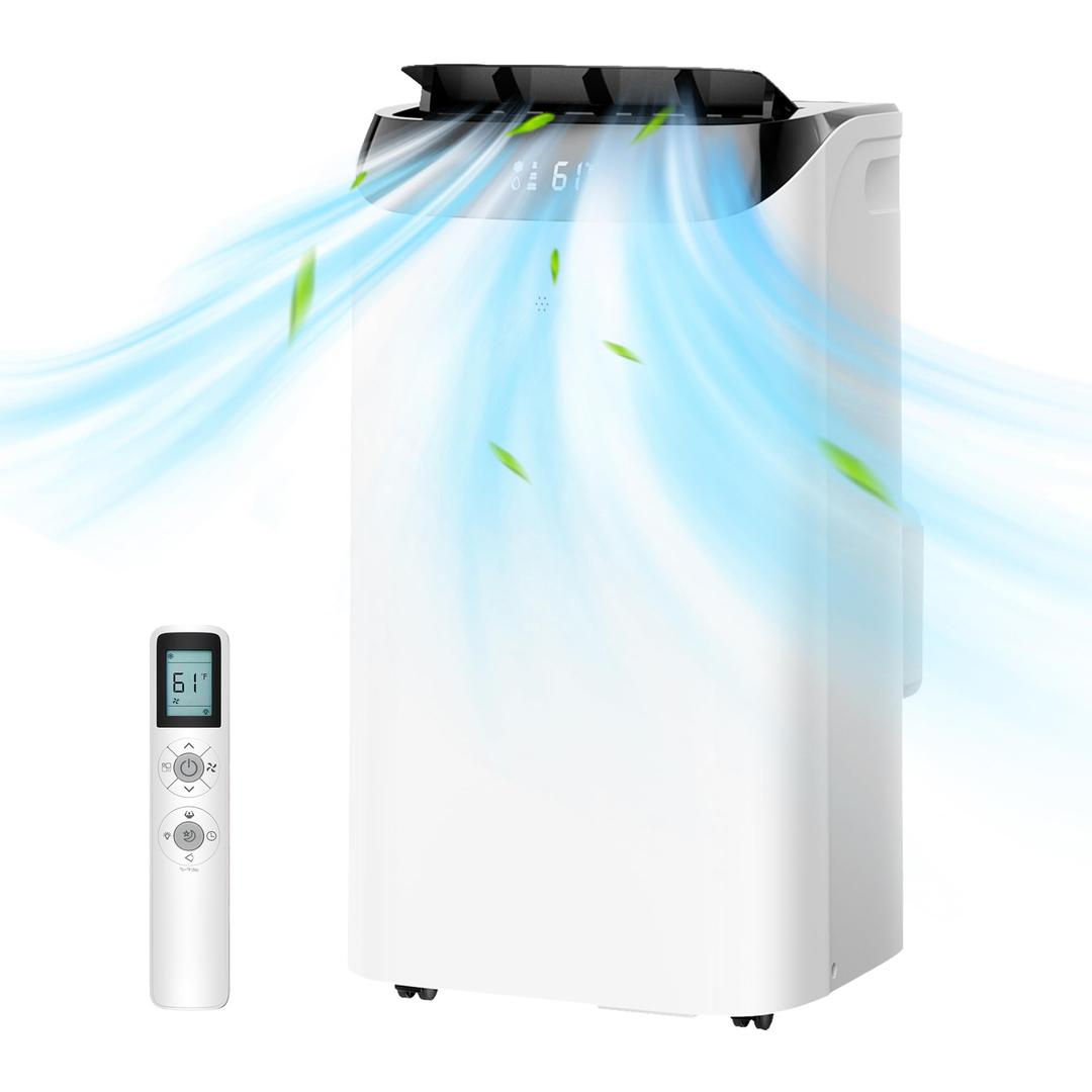 12000 BTU Portable Air Conditioners for Room up to 500 sq.ft, 3-IN-1 Quiet Cooling Portable AC Unit with Fan & Dehumidifier Function, 24H Timer Sleep Mode, Remote Control & Windows Kit Included