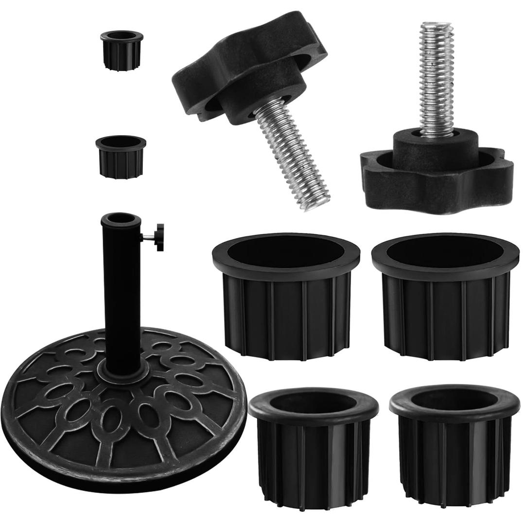 6 Pcs Umbrella Base Stand Replacement Parts,Patio Umbrella Base Replacement Parts Outdoor Umbrella Hole Ring Plug Cover with M8 Thread Screw Replacement Hand Knob for Backyard Patio Table Decks(Black)