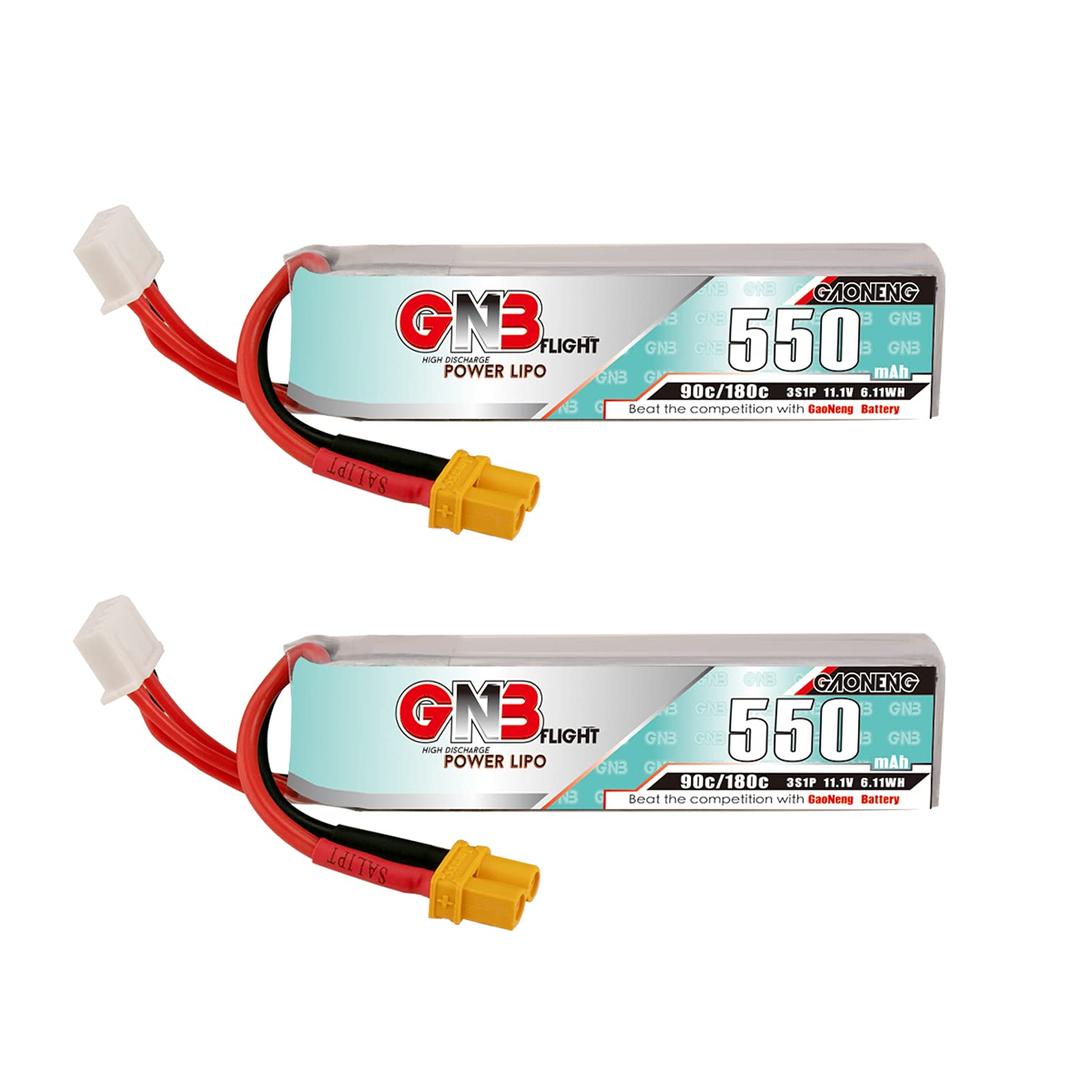 GAONENG2pcs GNB 550mah LiPo Battery 90C 180C 11.1V with XT30 Connector for Size 90-130mm Brushless Drones Aerial Model DIY FPV