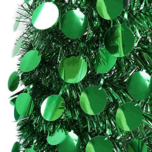 Aytai 5Ft Collapsible Christmas Tree Green Tinsel Coastal Christmas Tree For Holiday Decorations