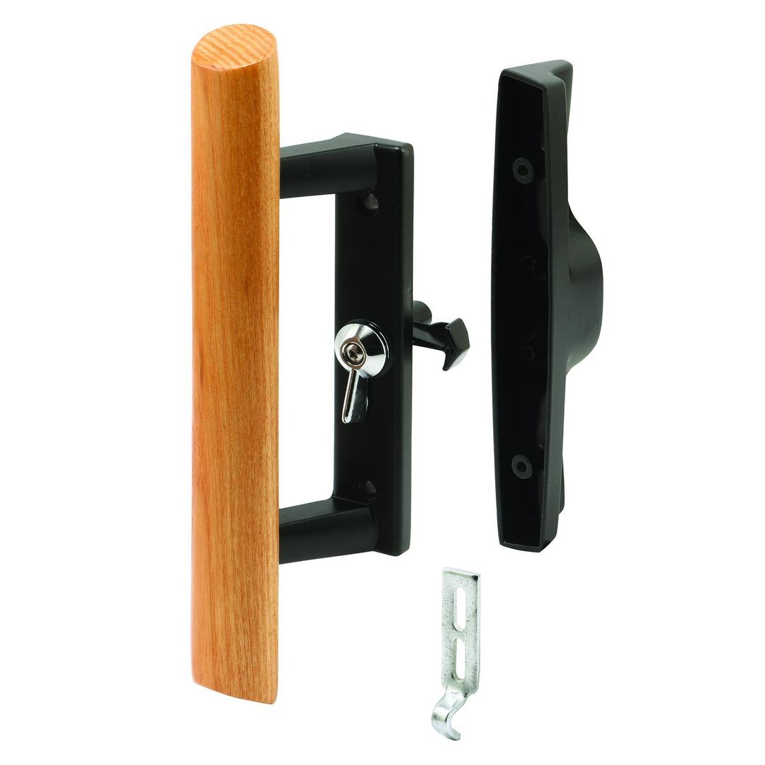 Prime-Line C 1107 Black Diecast with Hardwood Handle Surface Hook Sliding Patio Door (Single Pack)