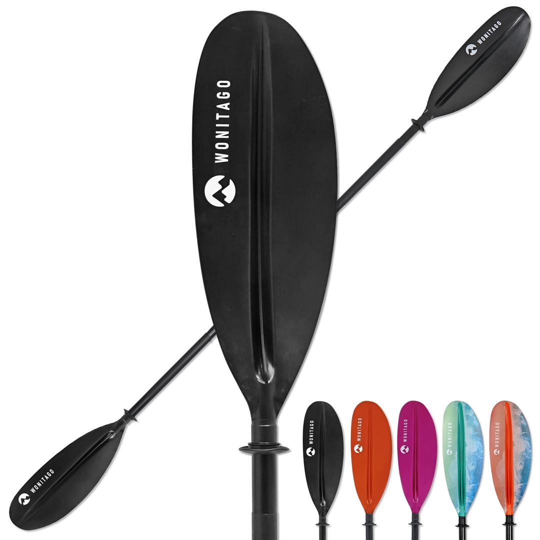 Kayak Paddles with Aluminum Shaft and Reinforced PP Blade, Floating Kayaking Oars, 2 Piece, 220 cm/86 in-230 cm/90 in