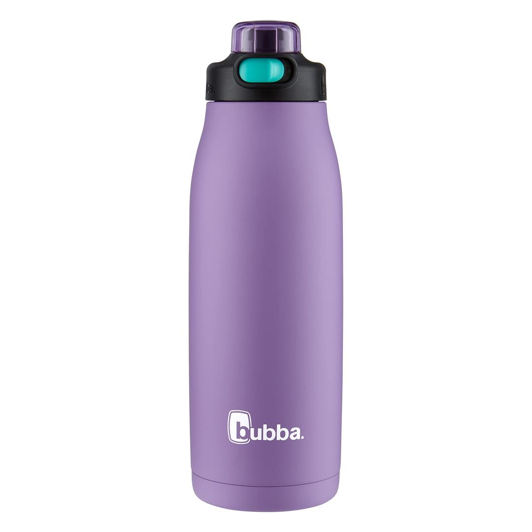 Bubba Radiant Stainless Steel Water Bottle with Push-Button Chug Lid 32oz., Dark Lavender Rubberized