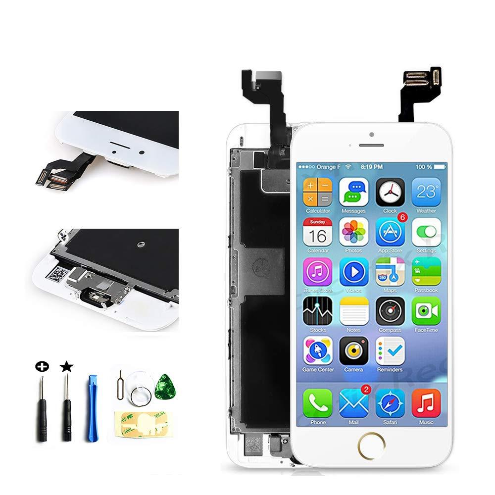 for iPhone 6s Plus 5.5 Inch Full Assembly Digitizer Display LCD Touch Screen Replacement with Home Button Front Camera Facing Proximity Sensor Earpiece Speaker with Repair Tool Kits White