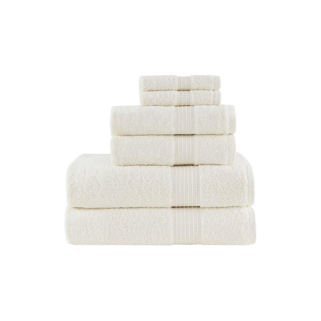 Madison Park Organic 100% Cotton Bathroom Towel Set, Hotel & Spa Quality Highly Absorbent, Quick Dry, Include for Shower, Handwash & Facial Washcloth, Multi-Sizes, Ivory