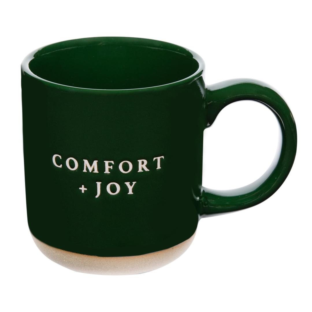 Sweet Water Decor Comfort & Joy Mug Holiday Mug | Green Stoneware Christmas Mug | Microwave & Dishwasher Safe | Festive Holiday Mugs | Gifts for Coffee Lovers