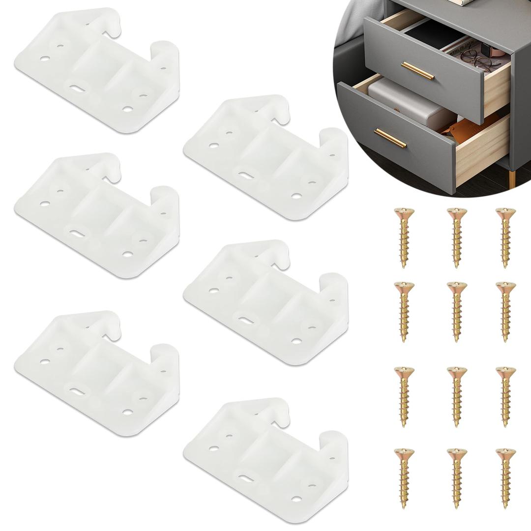 Plastic Drawer Guides Drawer Track Guide Replacement- 6 Set Center Mount Drawer Slides Rail Drawer Repair Kit Dresser Hutches Kitchen Drawer Replacement