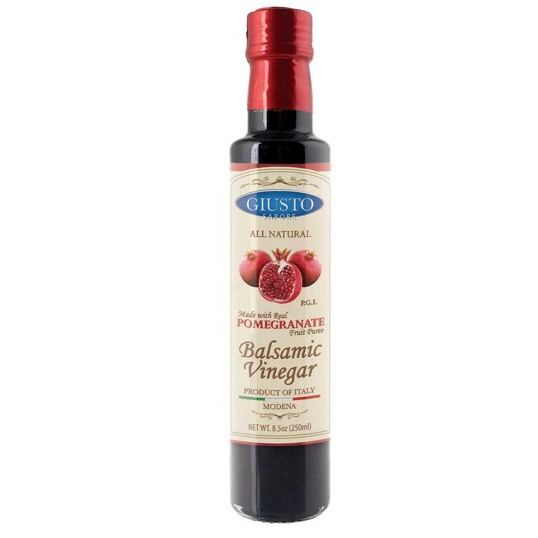 Giusto Sapore All Natural Pomegranate Balsamic Vinegar of Modena P.G.I. - Made with Real Pomegranate Fruit Puree - Imported from Italy and Family Owned - 8.5oz