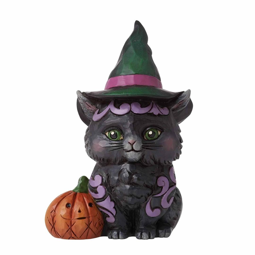 Enesco Jim Shore Heartwood Creek Four Seasons Black Cat Mini Figurine, 3.93 Inches, Stone Resin