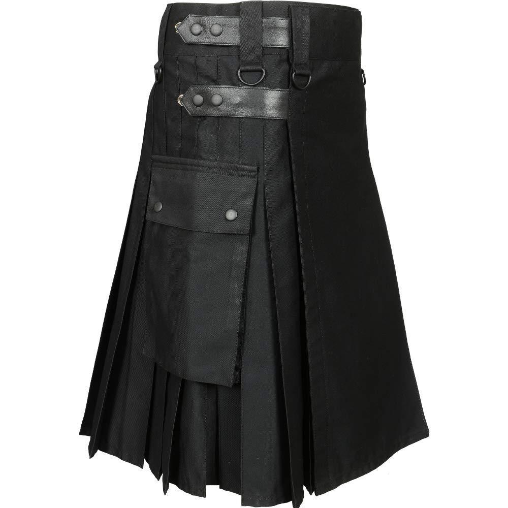 Scottish Designer Men 's Black Utility Kilt