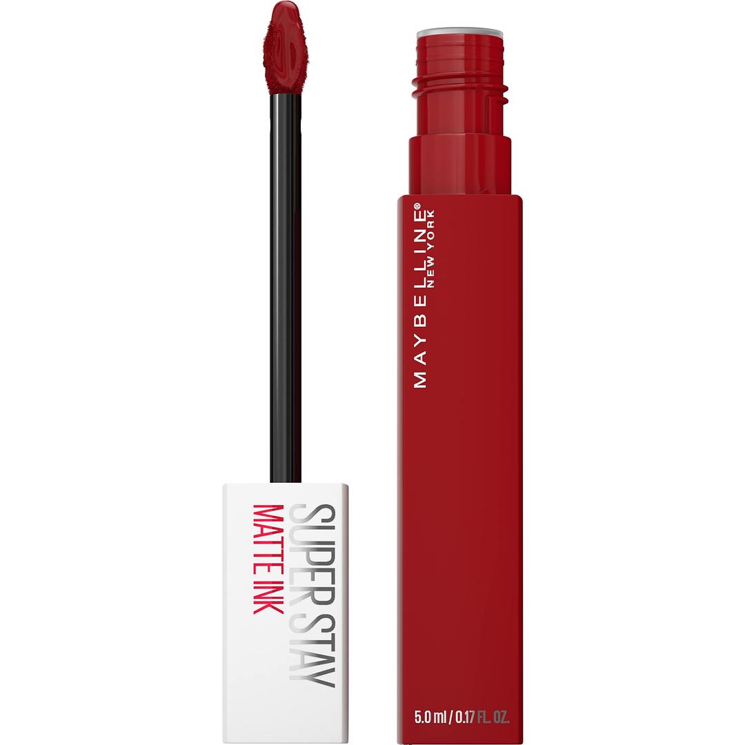 MAYBELLINESuper Stay Matte Ink Liquid Lipstick Makeup, Long Lasting High Impact Color, Up to 16H Wear, Exhilarator, Ruby Red, 1 Count