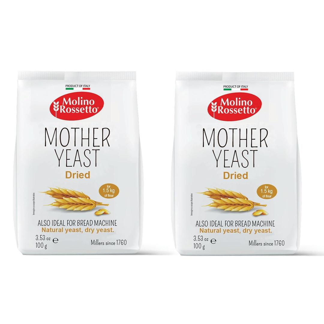 Molino RossettoInstant Rapid-Rise Dry Yeast - Premium Yeast for Baking Bread, Cake, Pizza Dough Crust - Bread Machine Yeast - Mother Yeast - Superior to Active Dry Yeast - All Natural (2 Pack 3.5 oz)