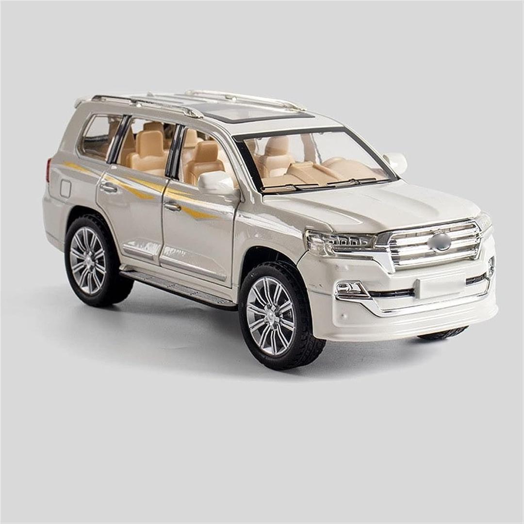 YBSM Diecast Car Alloy Cars Model Die Cast Sound And Light Pull Back Vehicle Boy Toy Gift 1/24 For Toyota For Land-Cruiser (Color : White)