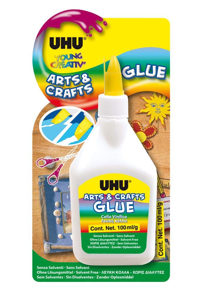 Uhu Arts And Crafts Glue, Young Creative School White Bottle, 100 G, Dries Transparent