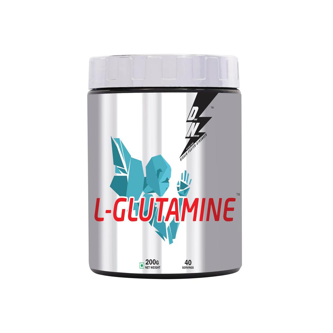 DIVINE NUTRITION L-Glutamine Gym Powder Supplement (200g) Unflavoured Glutamine Muscle Recovery Powder with Amino Acids Sport Supplement 40 Servings by Sahil Khan