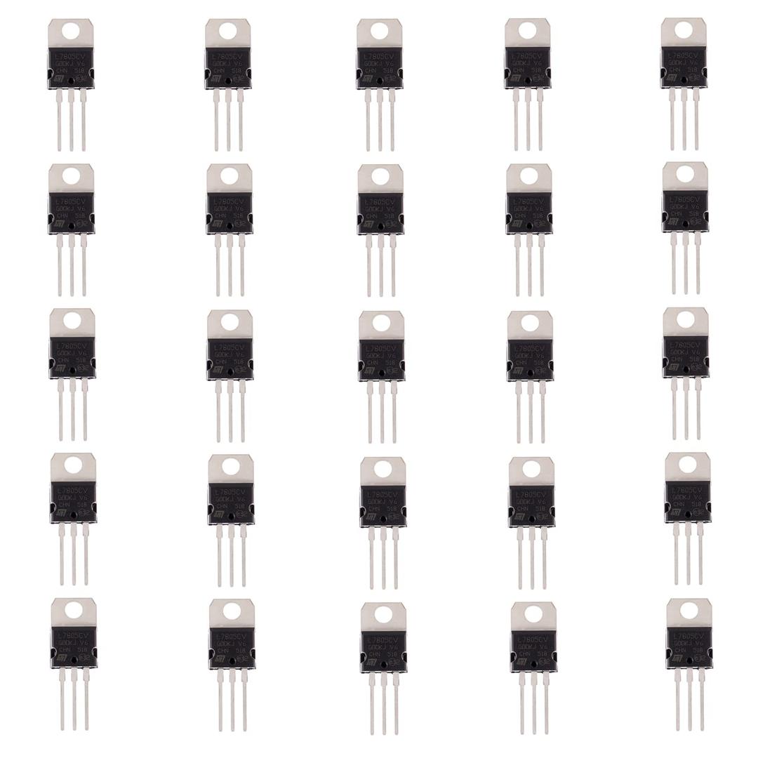 BOJACK IC L7805CV Voltage Regulator Output 5 V 1.5 A Integrated Circuits L7805 Linear Positive Voltage Regulators TO-220(Pack of 25 pcs)