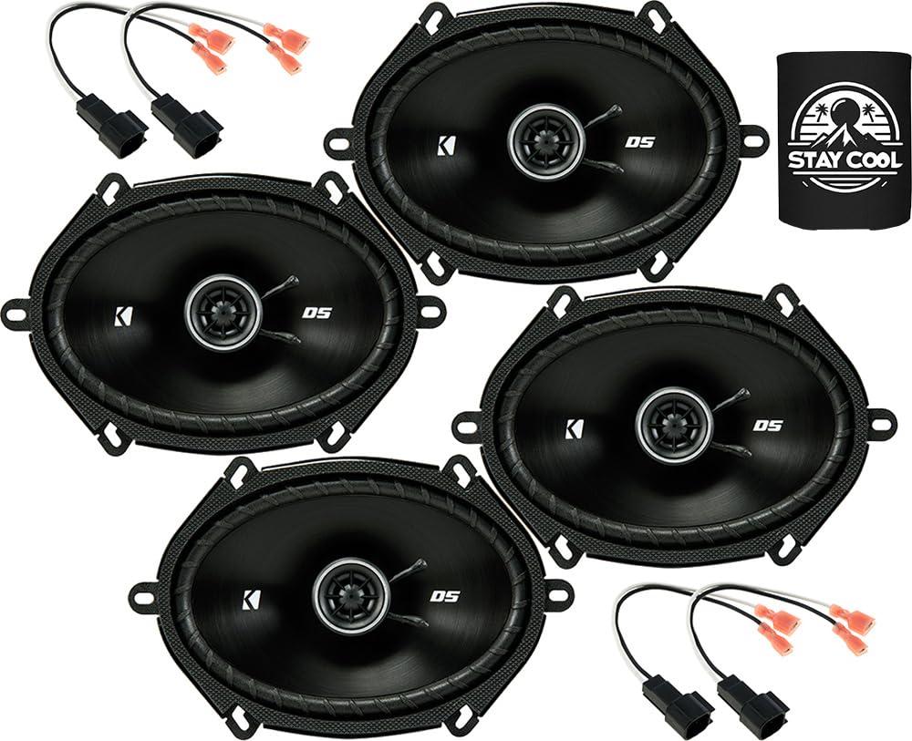 KICKER Speakers 6X8 inch for Ford F-150 1999-2014 Upgrade Kit - 4 Pack of DS Series with Harness, Coaxial Car Audio Front and Rear Door Speaker DSC680, 43DSC6804