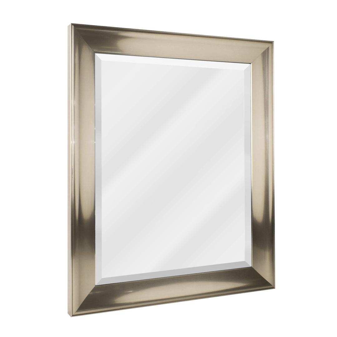 Head West Traditional Brushed Nickel Framed Wall Vanity Mirrors, Bathroom Mirrors, Rectangle Mirrors, Living Room Mirrors - 28" x 34"