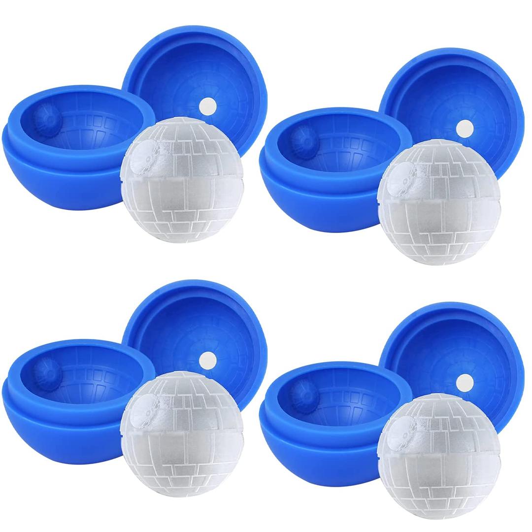 Silicone Ice Cube Molds Whiskey Ice Ball Maker Chocolate Molds, Blue (Pack of 4)