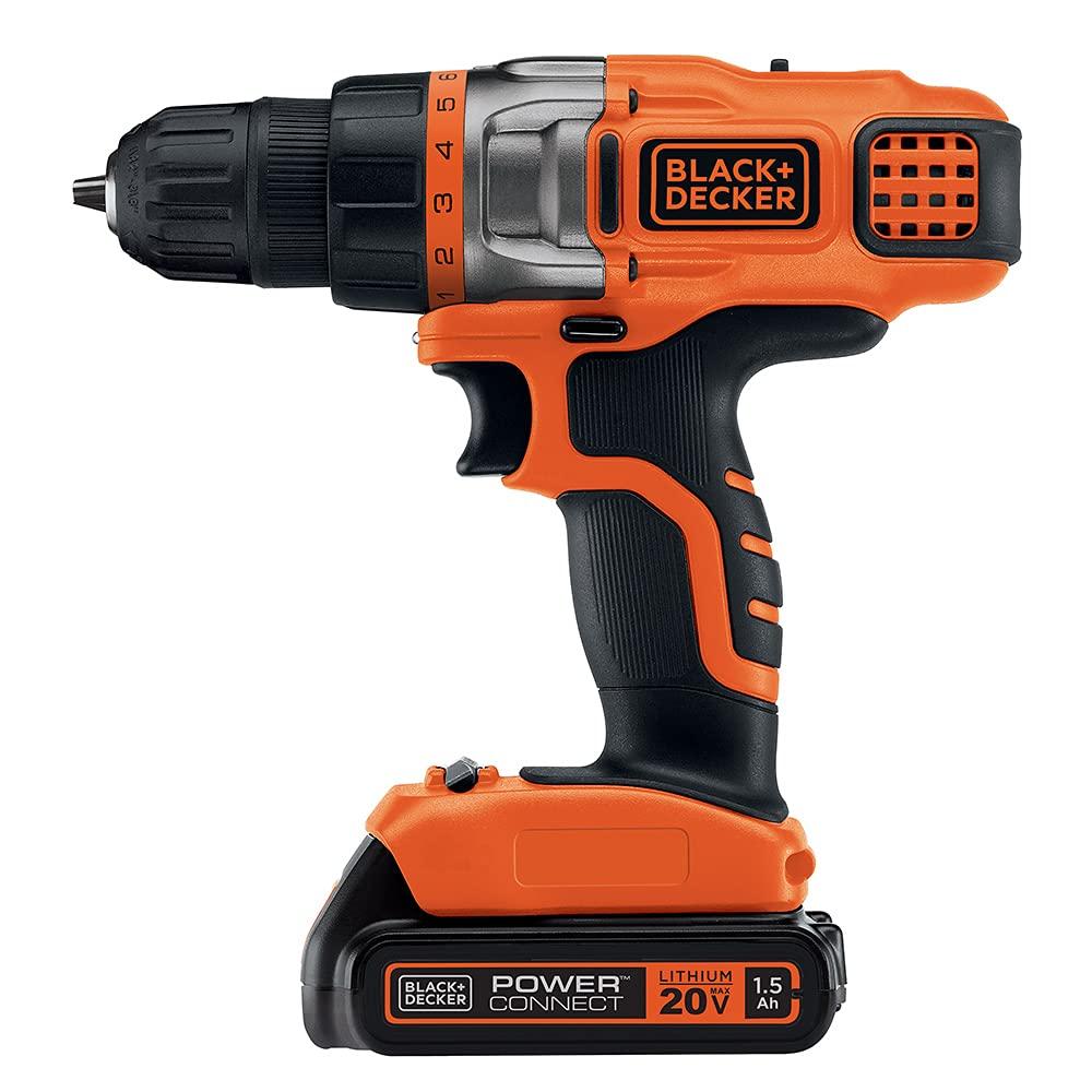 BLACK+DECKER20V MAX Cordless Drill Driver with Battery and Charger, LED Work Light (LDX220C)