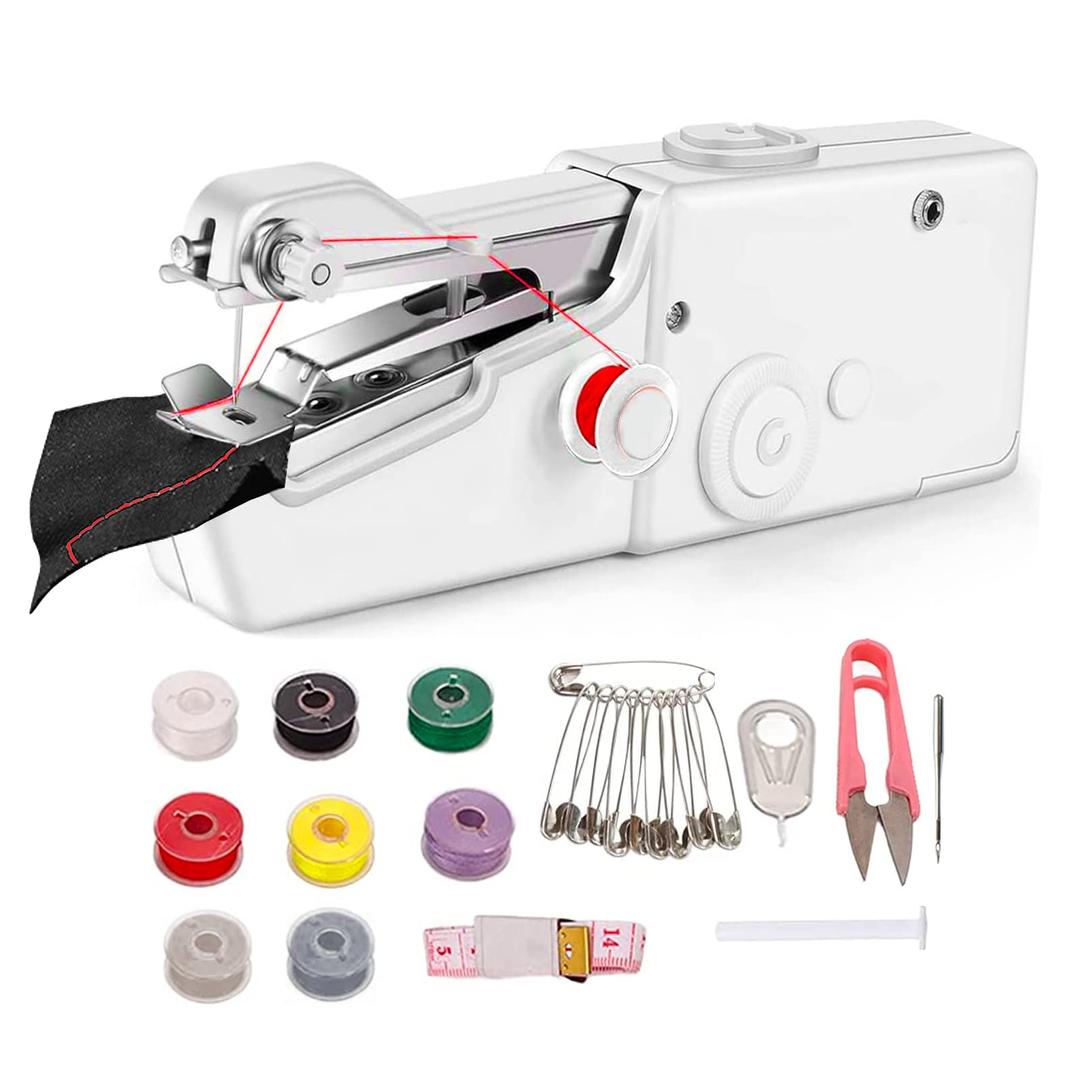 Handheld Sewing Machine, Quick Sewing Portable Sewing Machine, Mini Handheld Sewing Machine, Portable Sewing Machine Suitable for Home, White