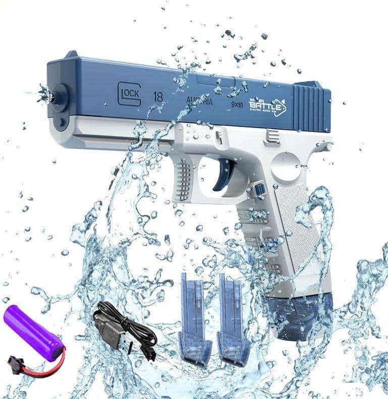 Electric Water Gun,Adult Automatic Water Gun,Range Up to 32 Feet,Pool Toy for Kids and Adults Summer Pool Party Beach Outdoor Activities(Blue)