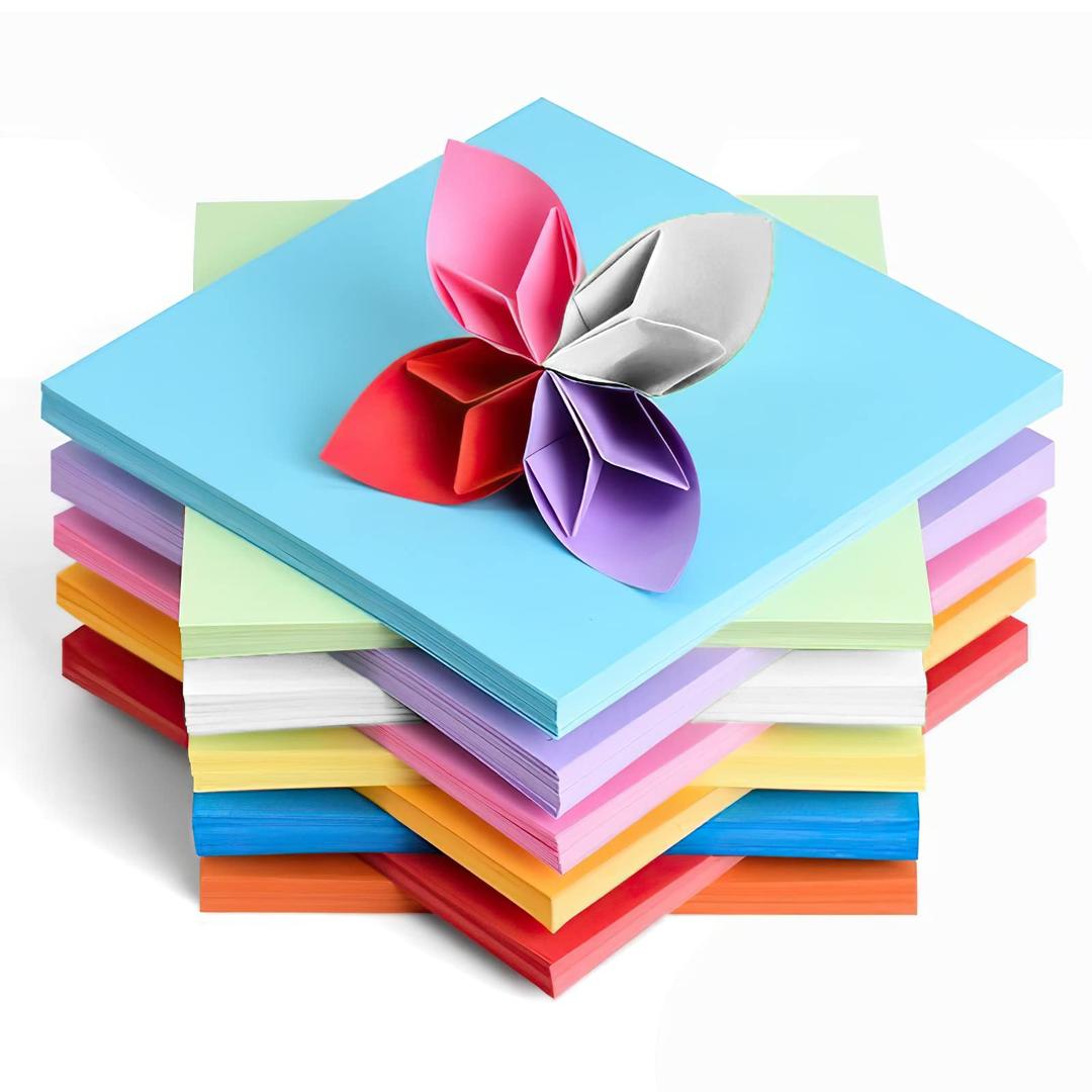 KongJies Origami Paper, 200pcs Origami Colored Paper Square Double Sided Folding Paper Sheets for Arts and Crafts Projects Handmade, 15x15cm