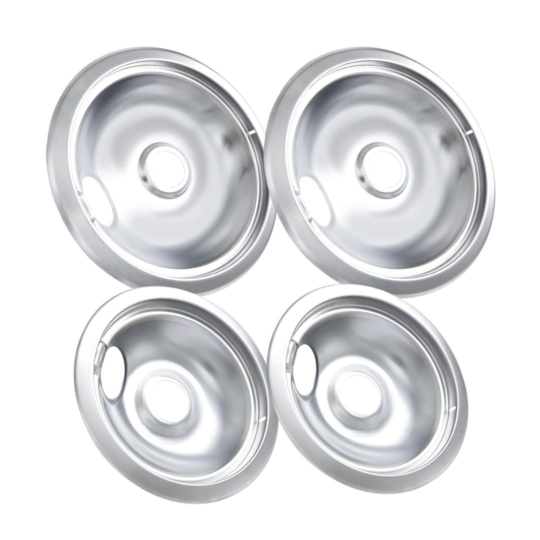 316048413 and 316048414 Stove Burner Drip Pans for Electric Stove Top - Perfectly Fit Frigidaire Kenmore Electric Range -Thickening to Prevent Bending and Rust - Include 2 x 6 in, 2 x 8 in