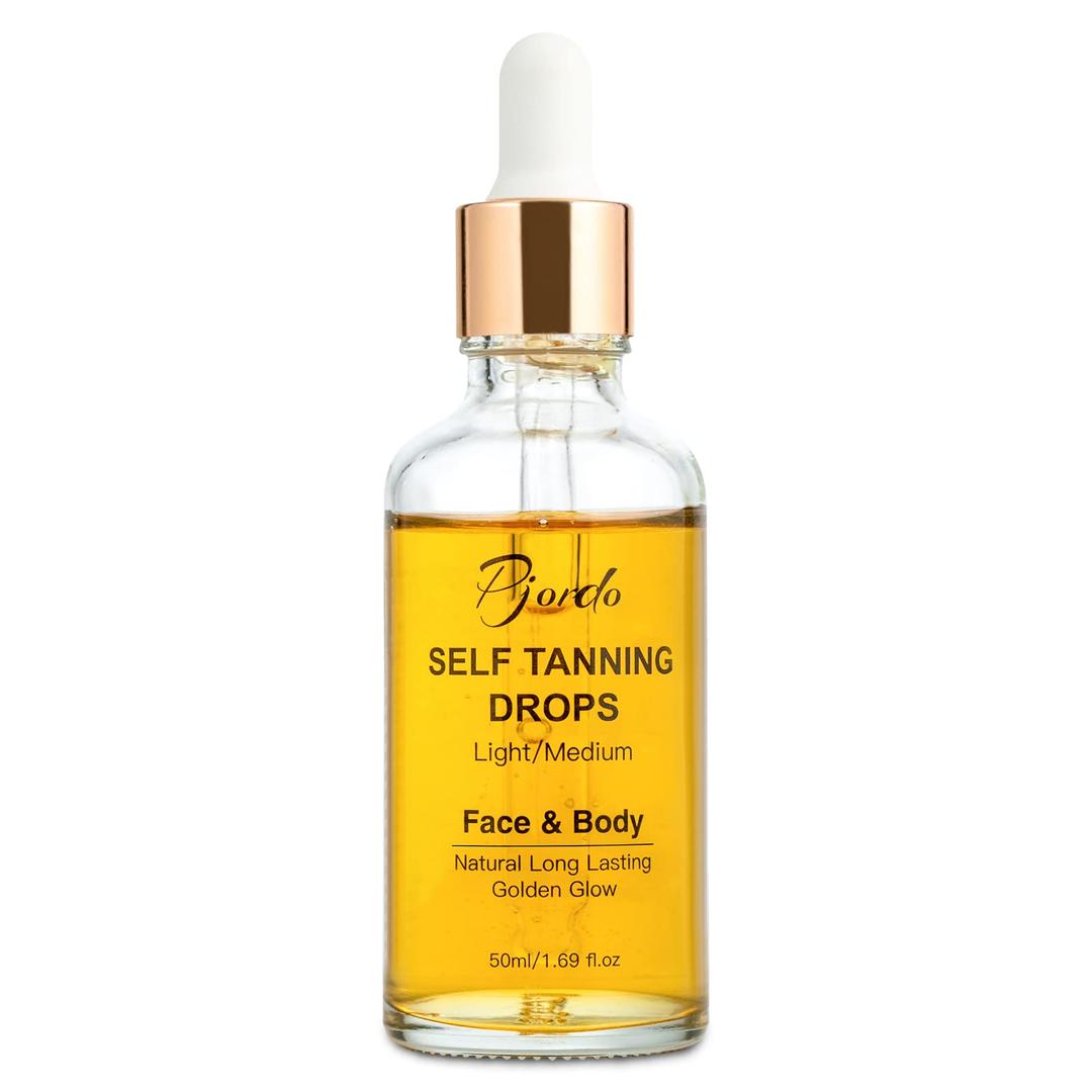 Self Tanning Drops, Self Tanner Drops for Face and Body, Self Tan Drops Medium Color, Face Tanning Drops to Add to Moisturizer, Natural Sunless Tanner Drops Gradual Tan, Cruelty Free, 1.69Fl Oz