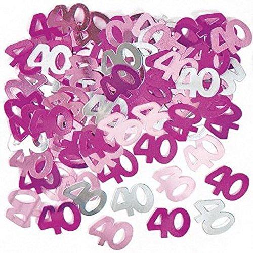 28 g Pink and Silver 40th Birthday Confetti Foil Metallic Glitz Table Scatter Sprinkles Age Bday Party Decorations