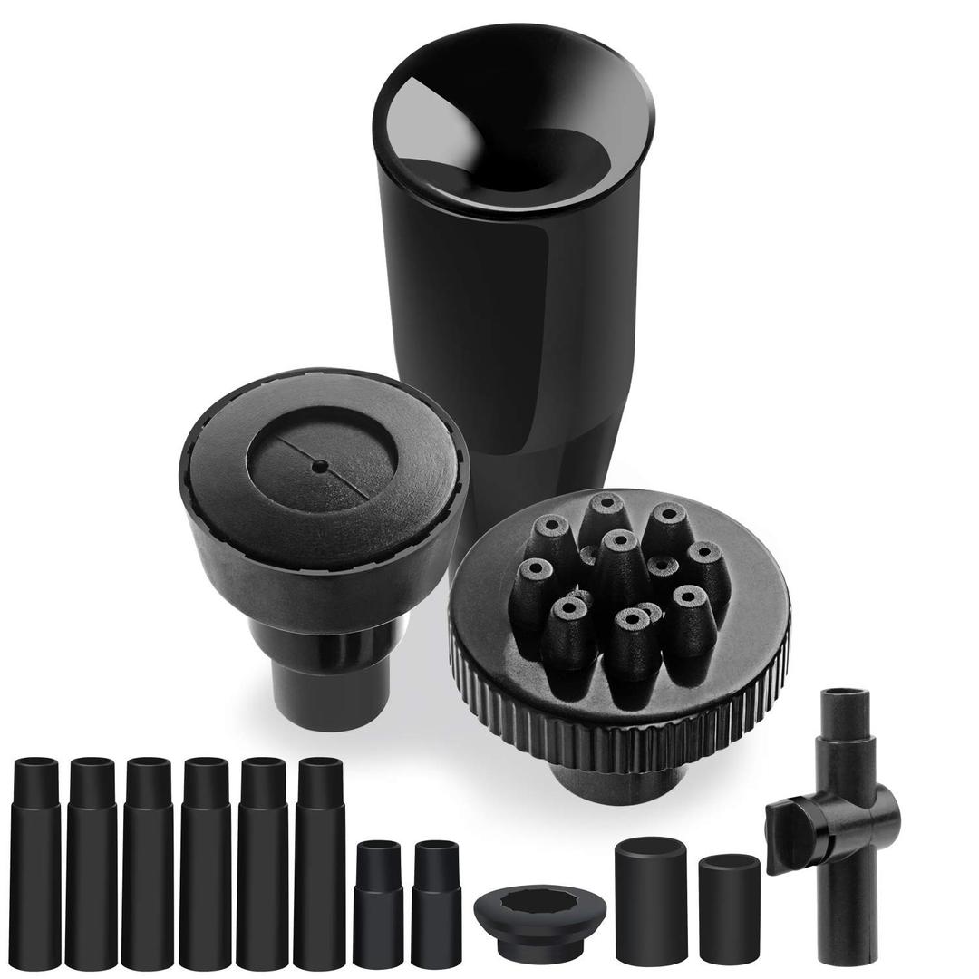 Plastic Fountain Nozzle 1/2, The Small Pool Sprayer Fountain Nozzle for Garden, Ponds, Tabletop Fish Ponds, 15 pcs of Set, 3 Fountain Shaped, Pool Aerator Nozzle, Black -S