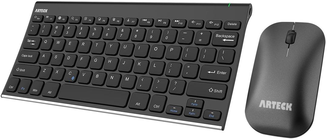 Arteck Bluetooth Keyboard and Mouse Combo Ultra Compact Slim Stainless Full Size Keyboard and Ergonomic Mice for Computer/Desktop/PC/Laptop/Surface and Windows 10/8/7 Built in Rechargeable Battery