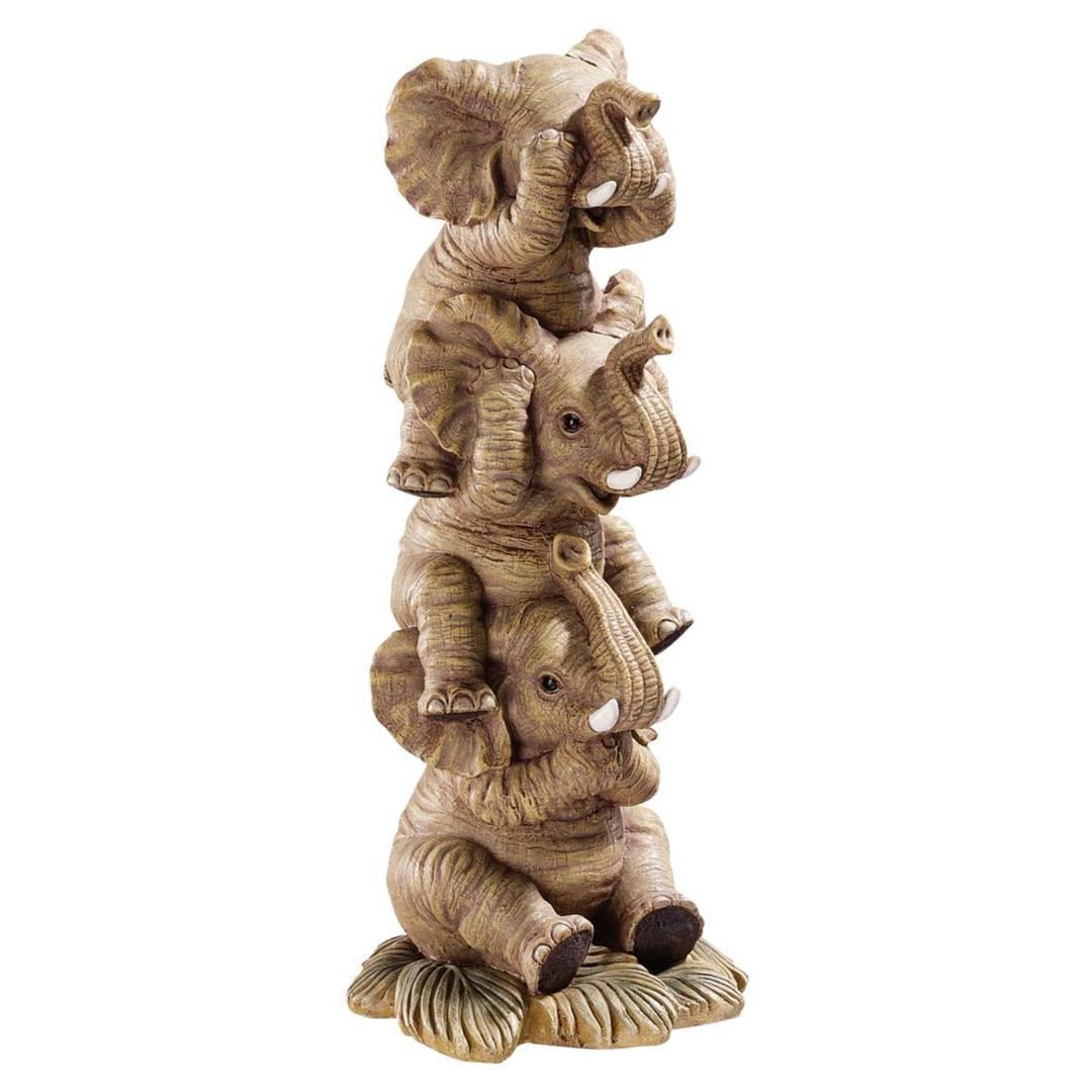 Design ToscanoNG33769 Hear-No, See-No, Speak-No Evil Stacked Elephants Collectible Statue, Polyresin, Full Color, 25.5 cm