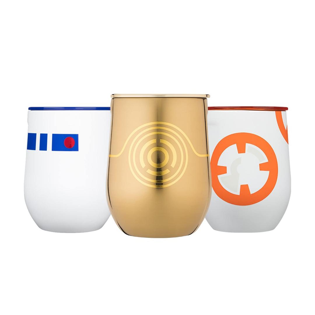 Corkcicle Star Wars Droids Gift Set, BB-8™, R2-D2™, and C-3PO, Insulated Stainless Steel Cups with Lids, Keeps Beverages Chilled for 9 Hours, 12 oz, Pack of 3 Bundle