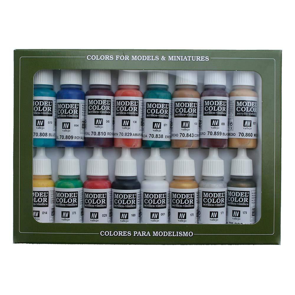 VallejoMedieval Colors Acrylic Paint Set, 17ml, 0.57 Fl Oz (Pack of 16), Blue,Green