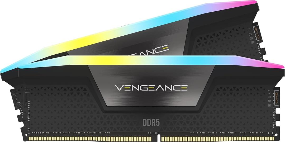 CorsairVENGEANCE RGB DDR5 RAM 32GB (2x16GB) 7200MHz CL34 Intel XMP iCUE Compatible Computer Memory - Black (CMH32GX5M2X7200C34)