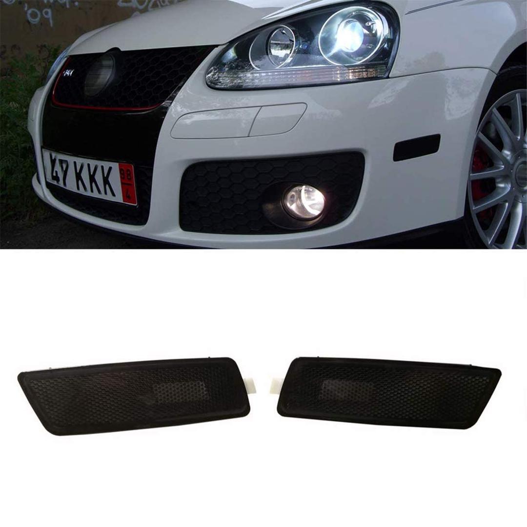 Front Bumper Side Marker Lights Turn Signal Lamps Lens For VW Golf 5 G-T-I Je-tta MK-5 2005-2009 1K5945071A 1K5945072A (Black)